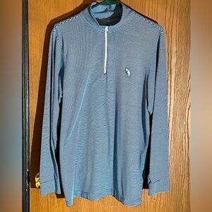Preppy clothing, men’s XL blue and white stripe long sleeve shirt, quarter zip